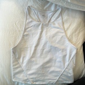 Alo White Cropped Tank Top
